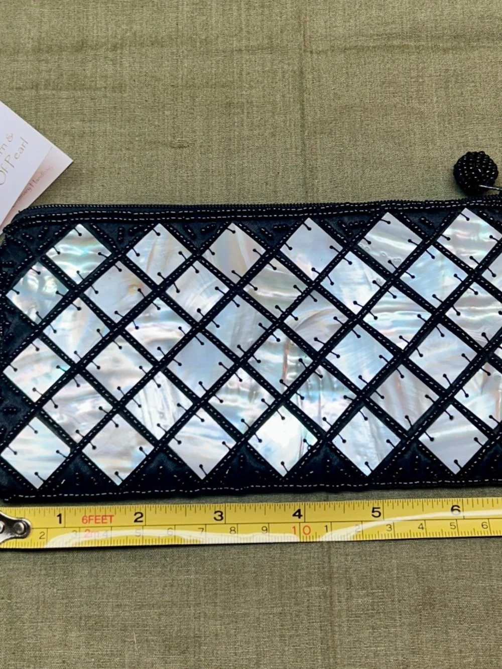 Black Mad Bags Natural Horn and Mother of Pearl Small Wristlet